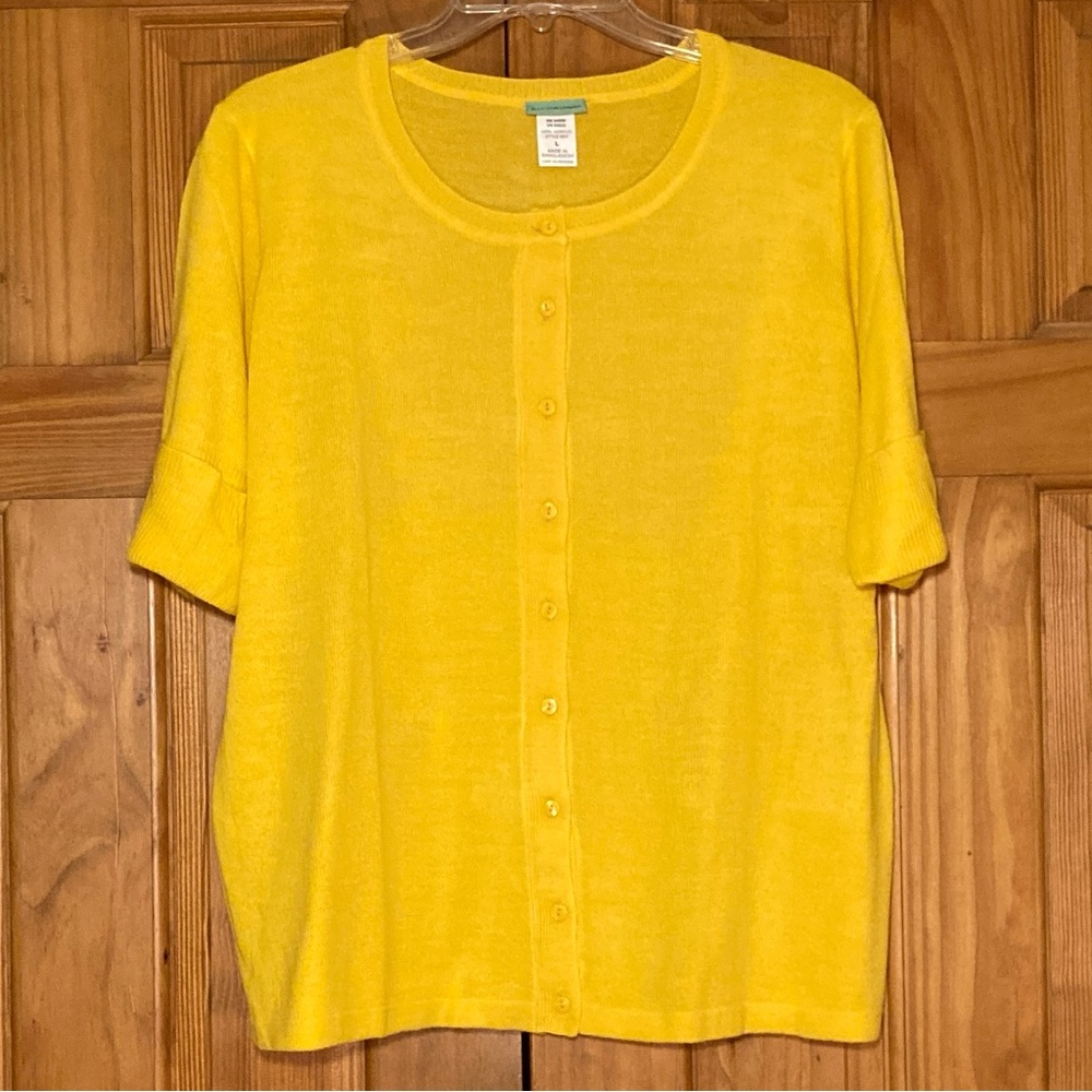 NWOT Sara Morgan Vintage 90s Lightweight Short Sleeve Sweater Yellow L Large